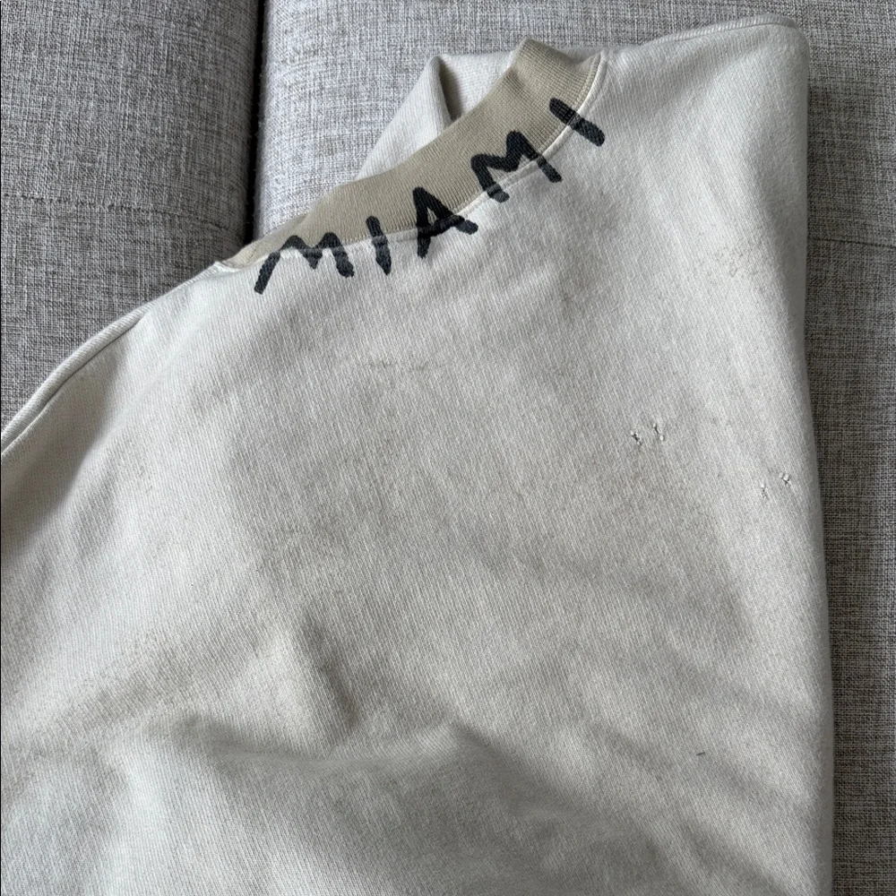 Palm Angels Cream Crewneck Sweater with Black Lettering - Picture 6 of 8